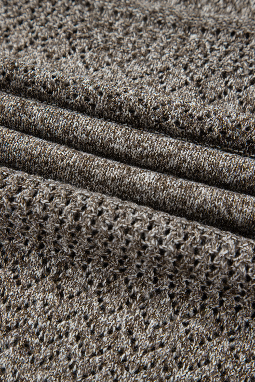 Eyelet Pattern Detail V Neck Drop Shoulder Sweater