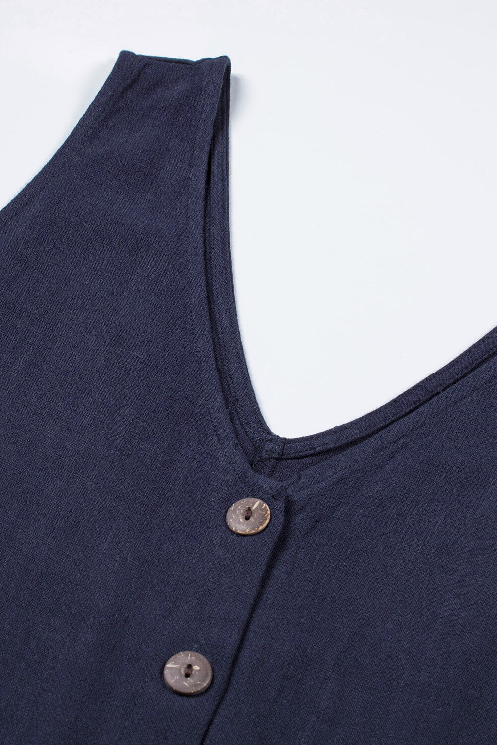 Belt for Women Romper with Everyday Blue Button V Neck Sleeveless