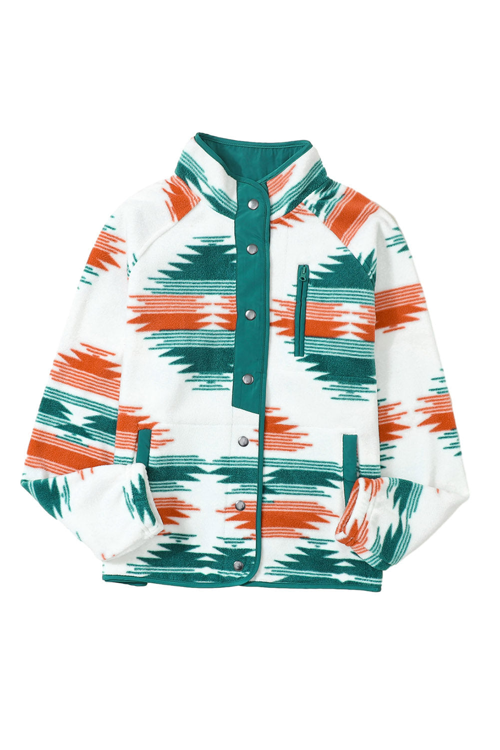 Jacket: Western Aztec Snap Button-Front Fleece-Lined