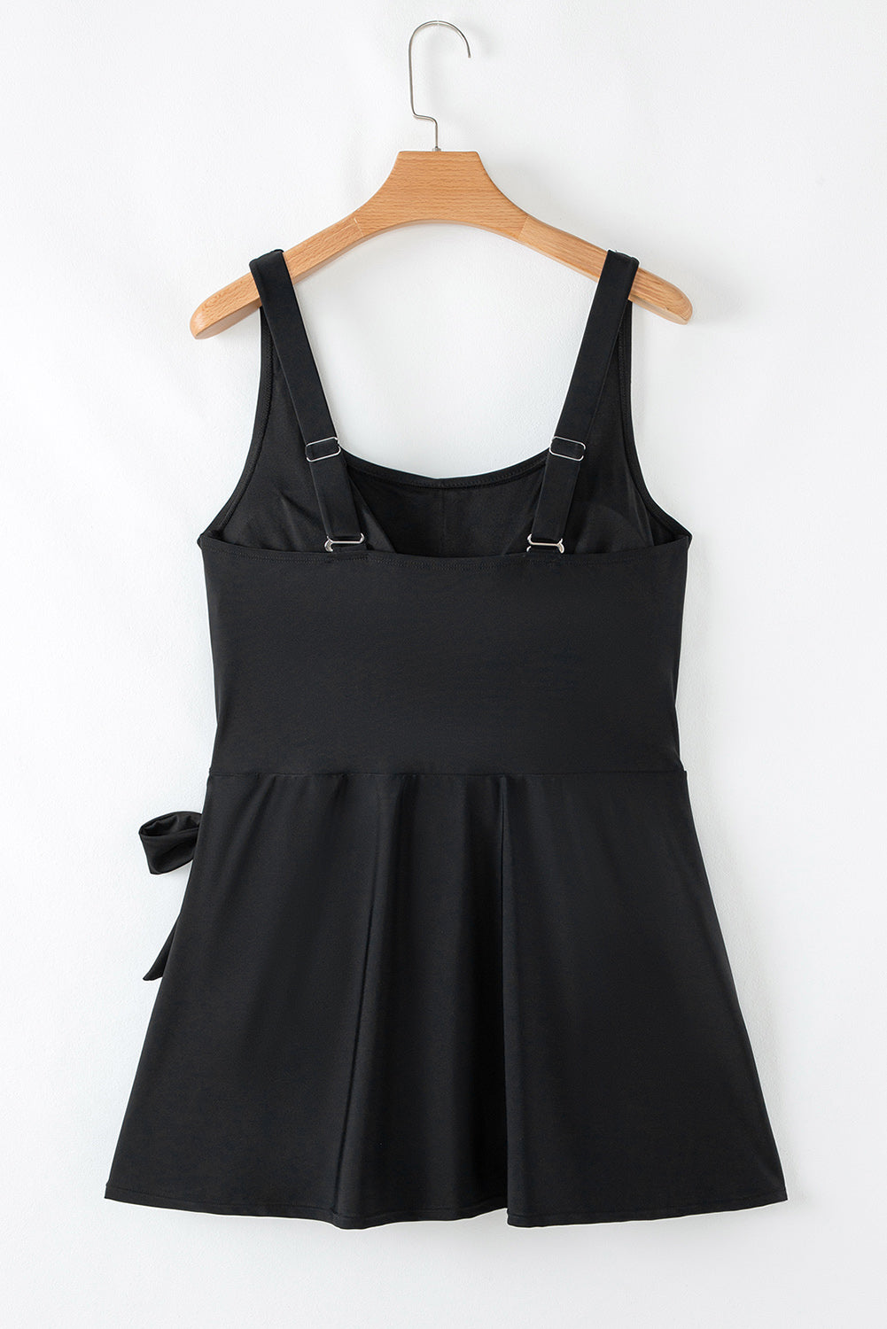 Black Square Neck Knotted Plus Size One Piece Swimsuit