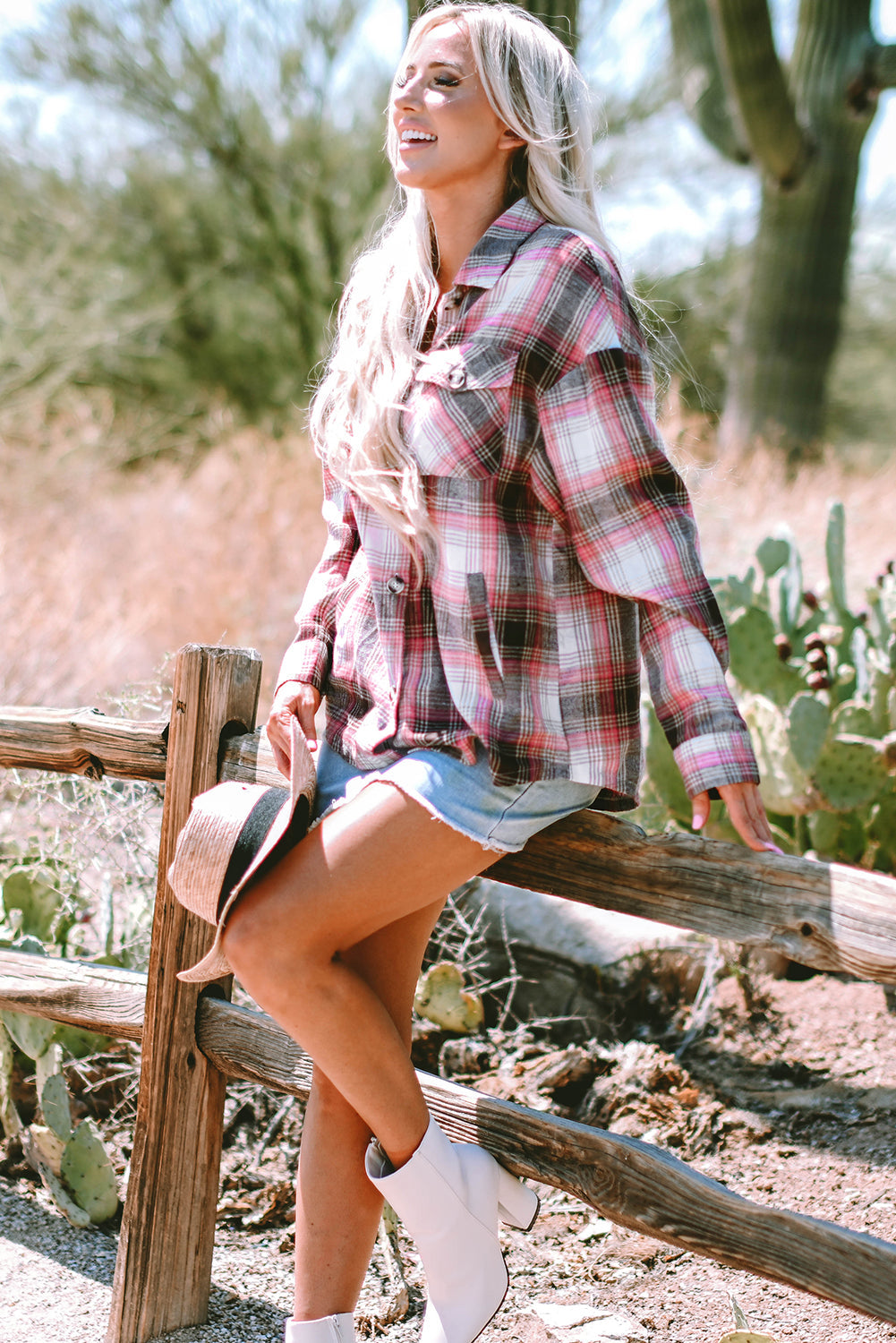 Plaid-Patterned Flap Pocket Button-Up Shacket