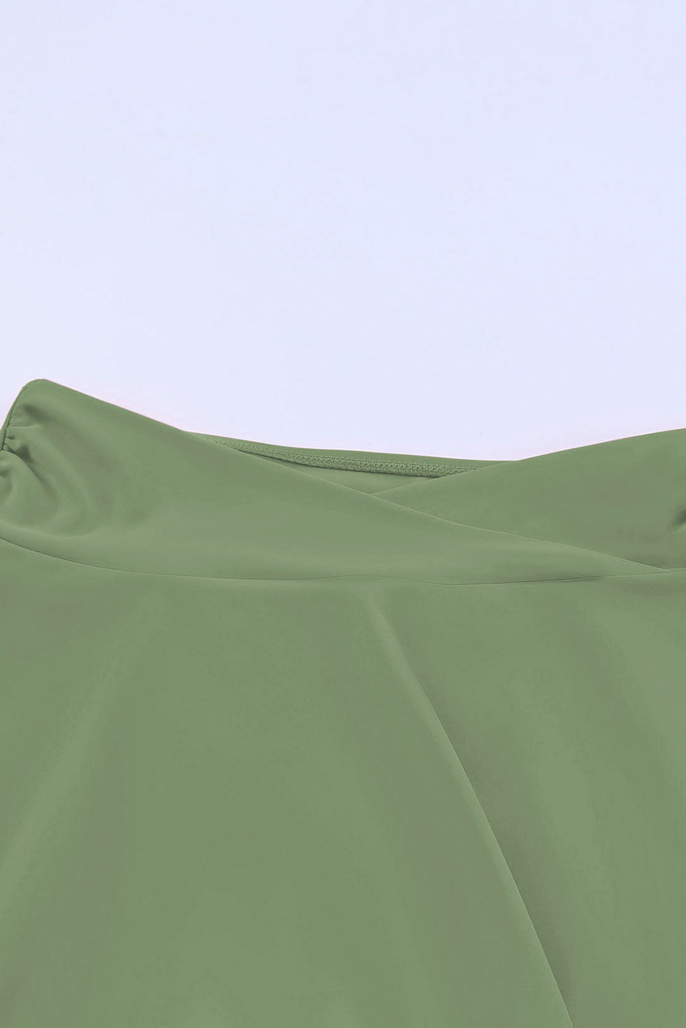 Criss Cross Waist Flared Swim Skirt in Green