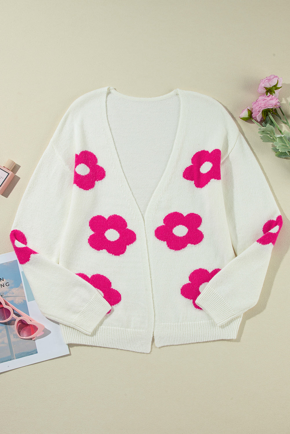 Cardigan ouvert sur le devant à motif floral