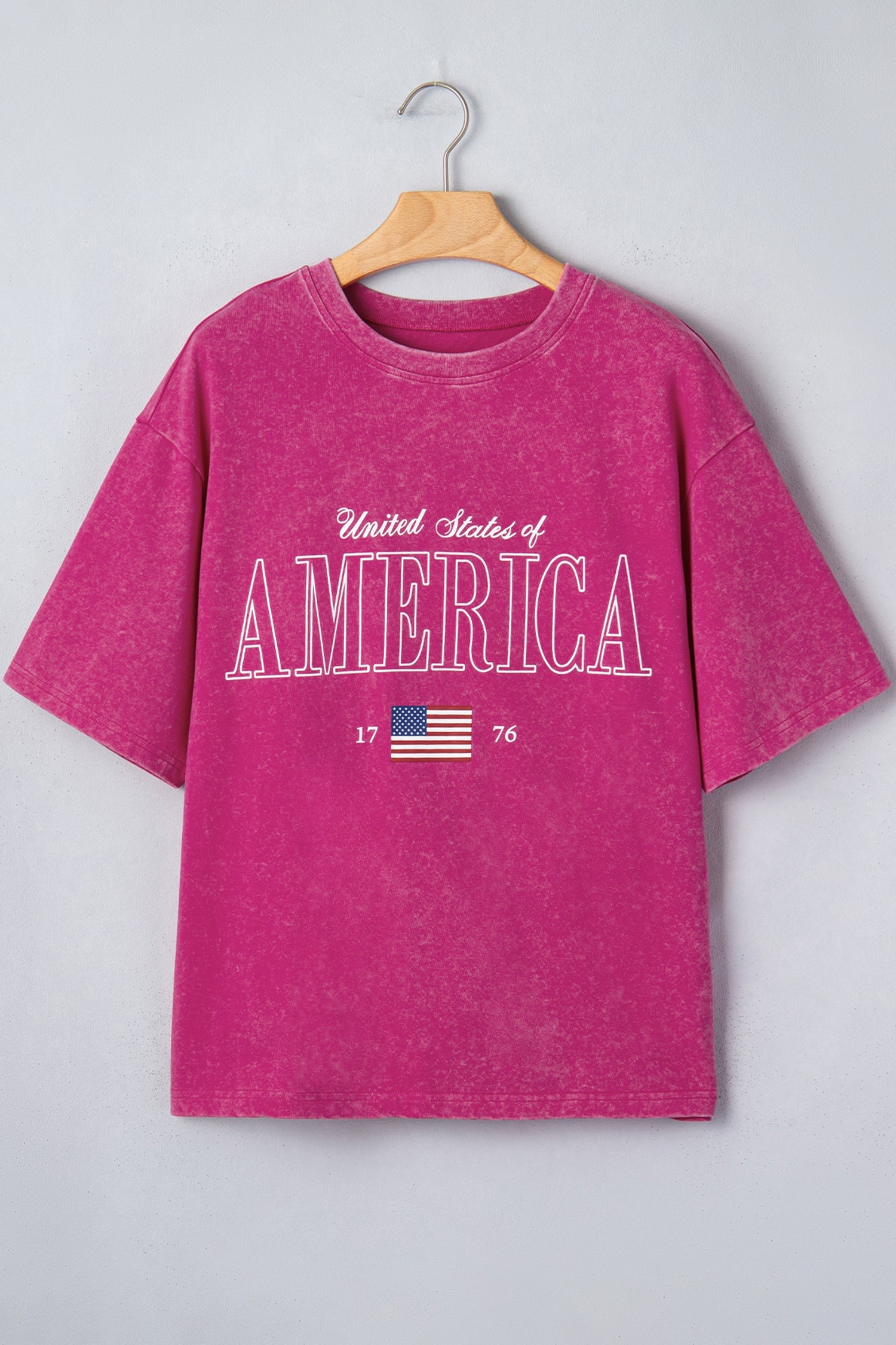 AMERICA Mineral 1776 Graphic Wash Cotton Tee in Rose Red
