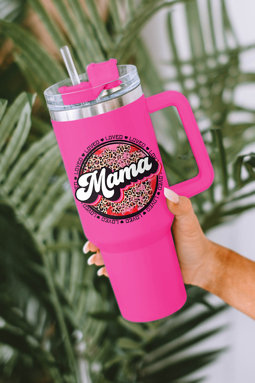 Stainless Mama Leopard-Print Steel Insulate Cup with Handle 40oz