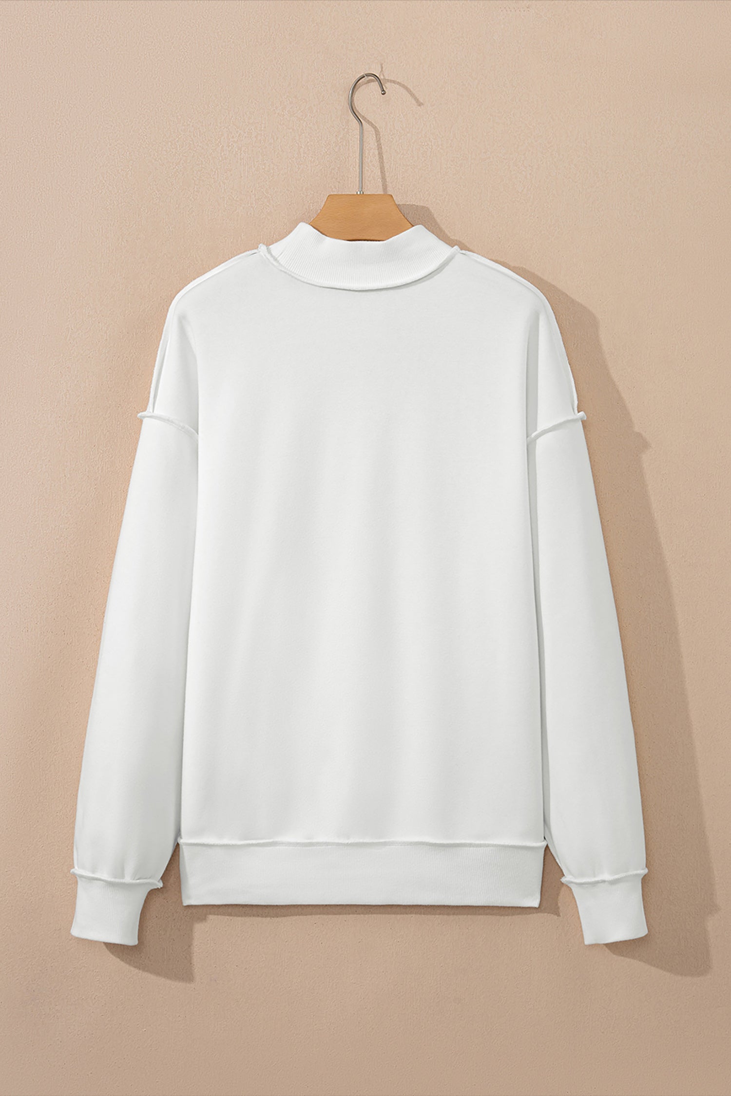 Oversize Sweatshirt Reversible Mock-Neck in White
