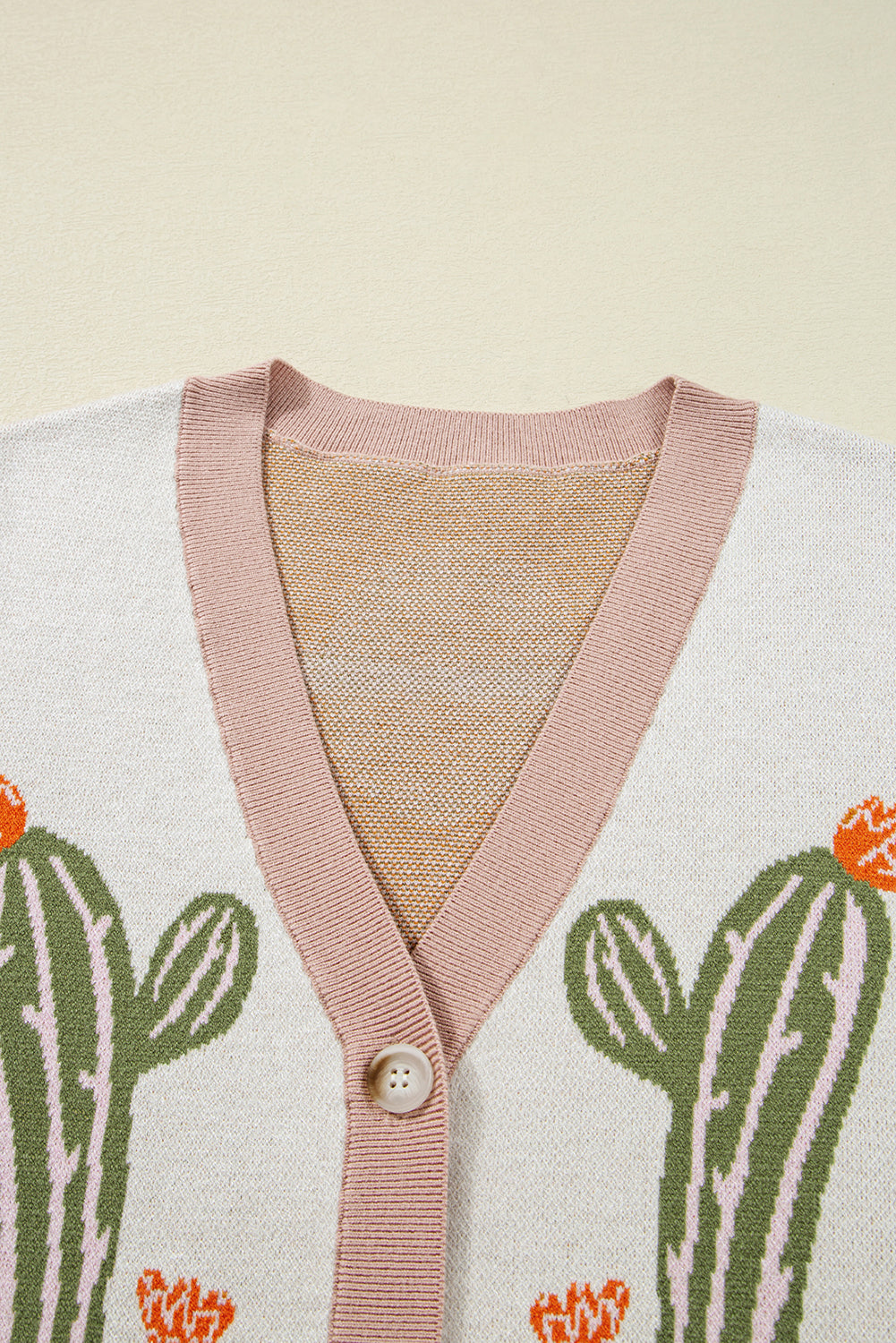 Button-Front Desert Cactus Cardigan Knit Top