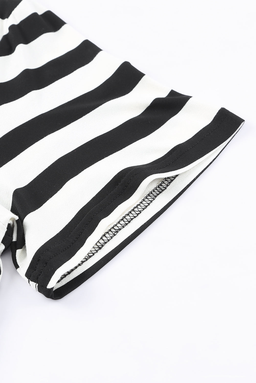 V-Neck Stripe Print Maxi Dress with Side Splits in Black
