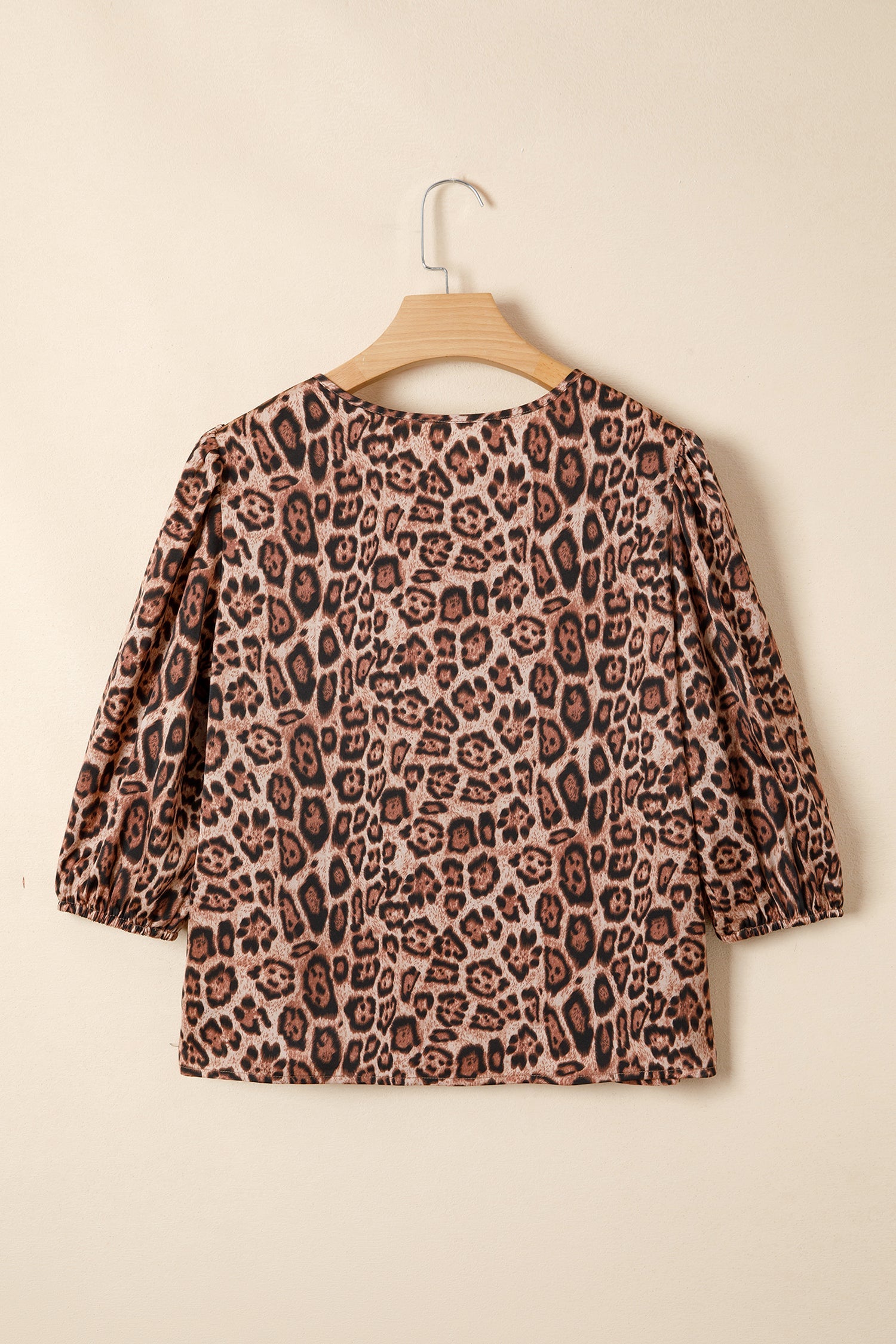 Tie Leopard Bow Puff Sleeve Blouse