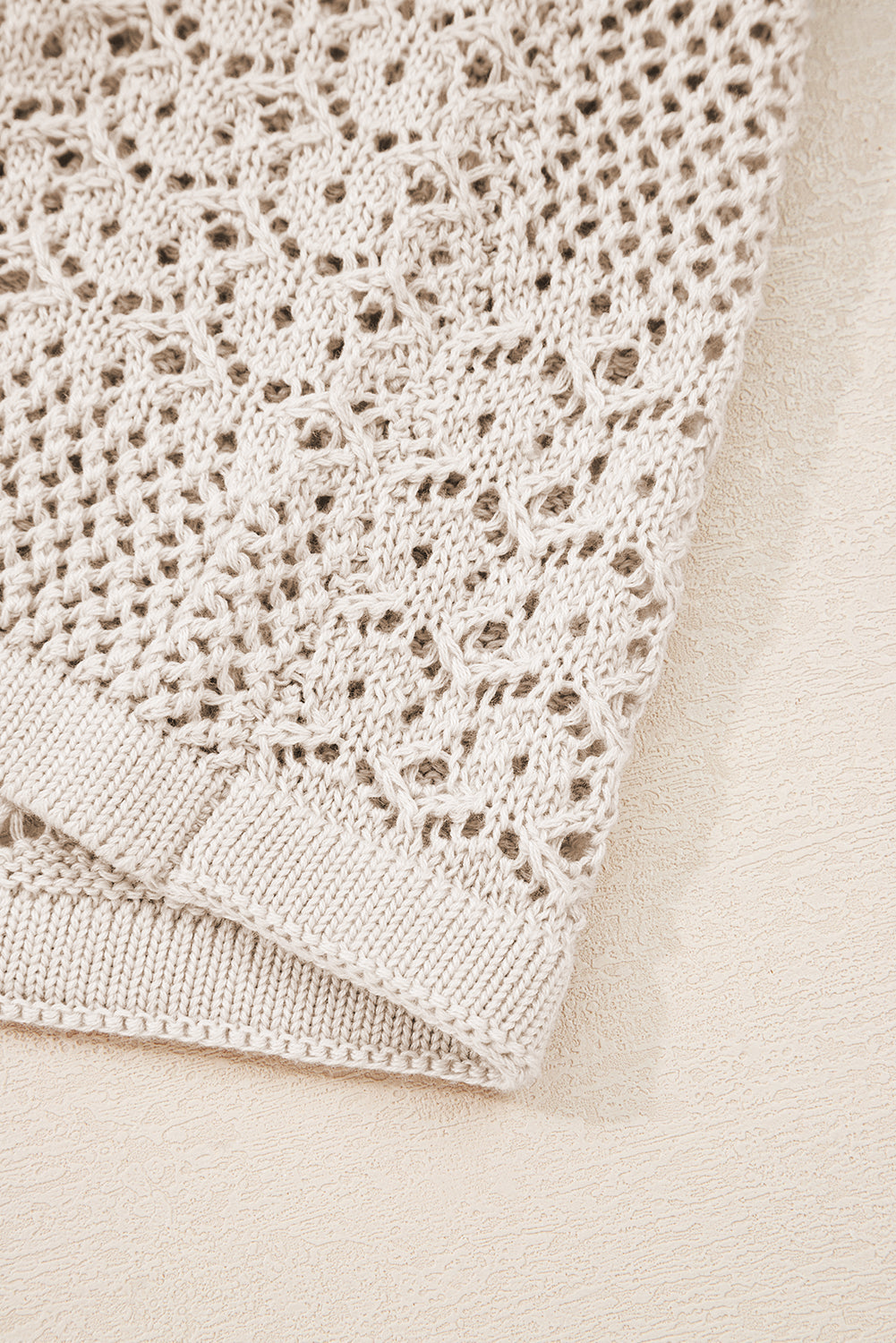 Mix Pattern Hollowed Knit Open-Front Cardigan