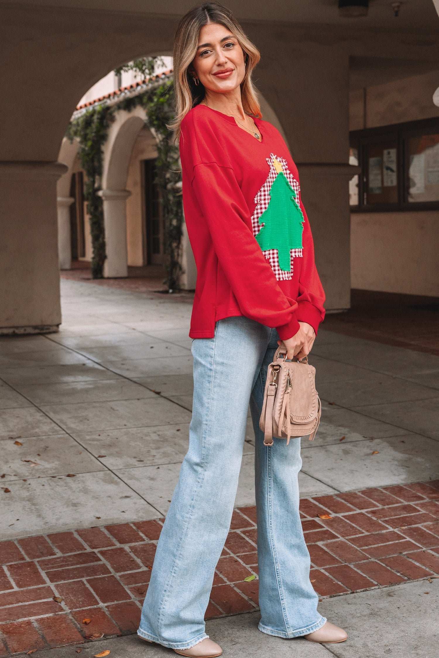 Double Christmas Tree Drop-Shoulder Sweatshirt