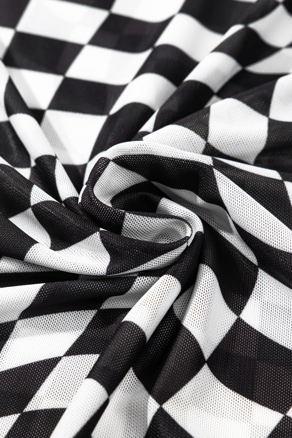 Checker Mesh Crew Neck T Shirt