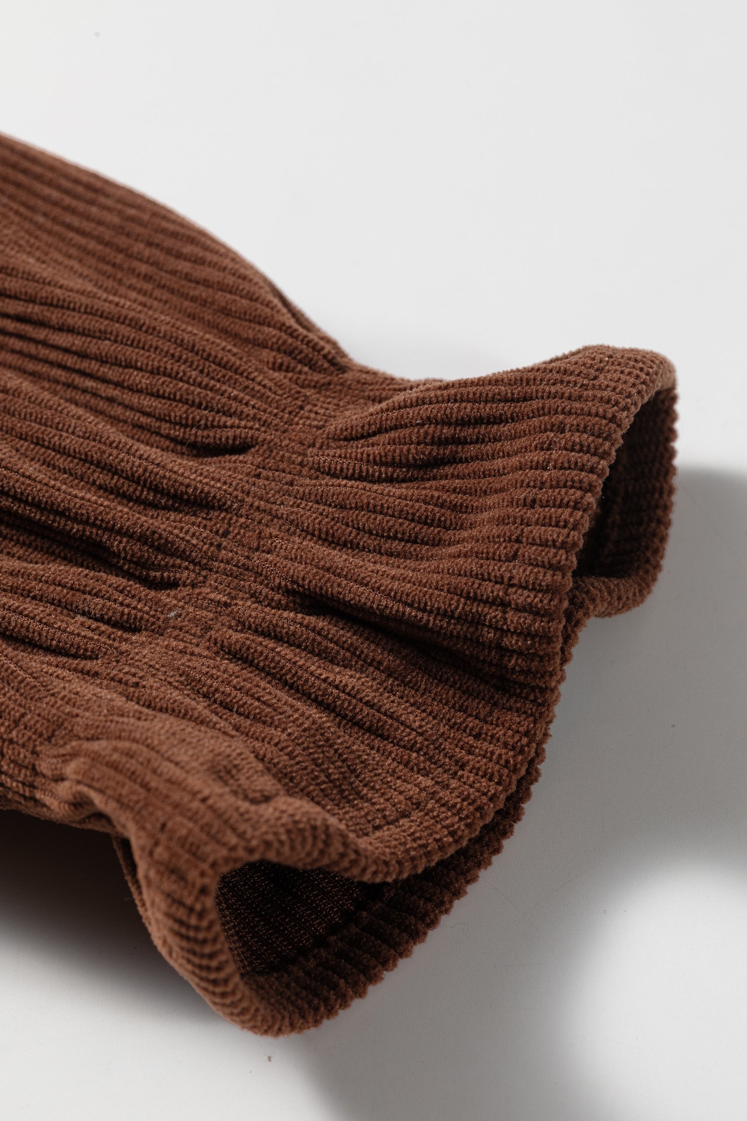 Long-Sleeved Coffee Solid Button Corduroy Shakcet