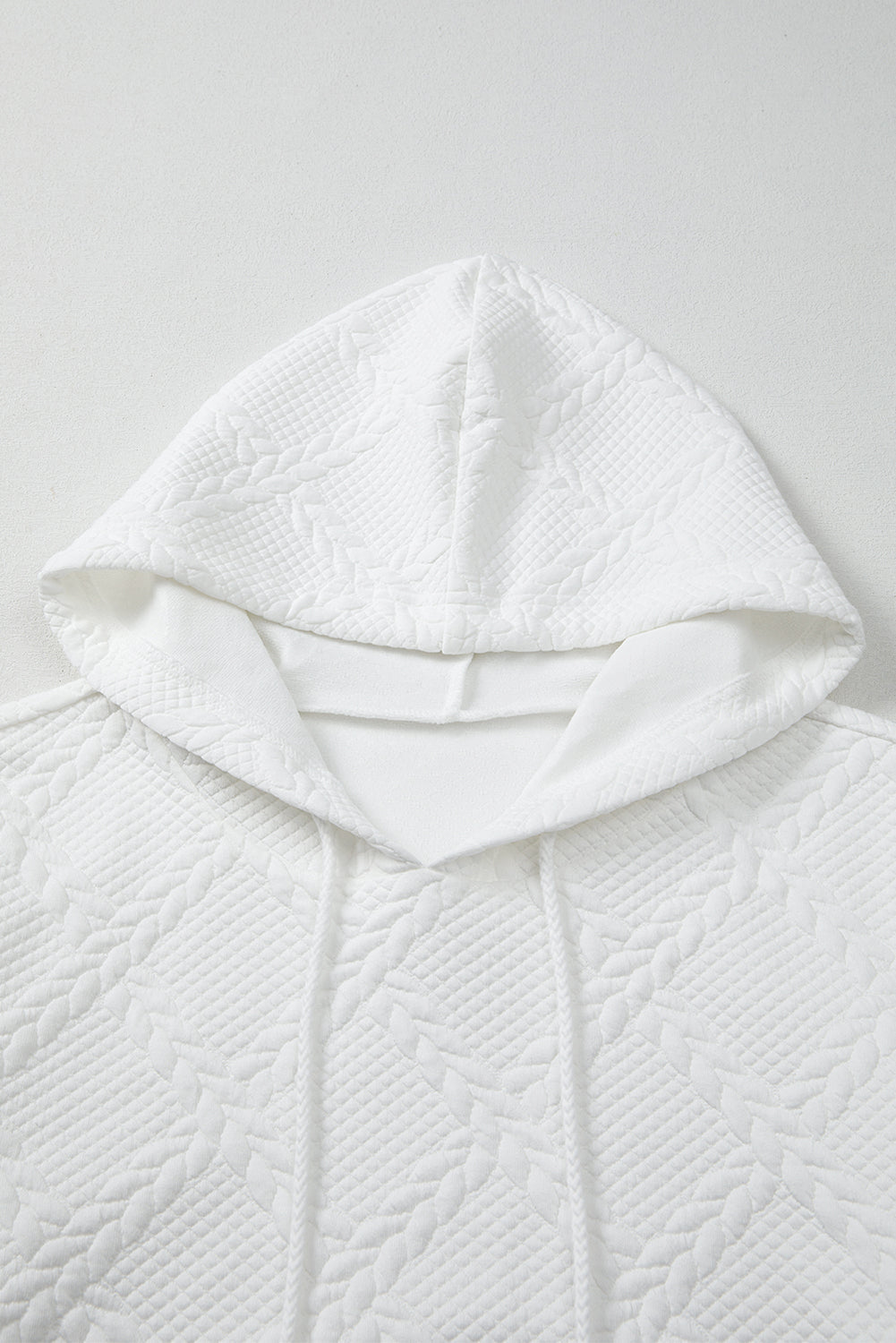 Cable Kangaroo Lattice Texture Pocket Hoodie