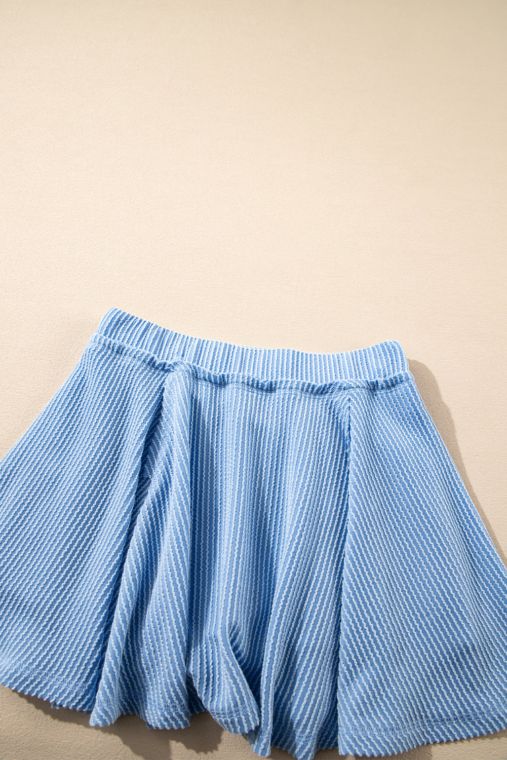 Sleeve Corded Lantern Top High-Waisted Ruffled Mini Skort Set in Sky Blue