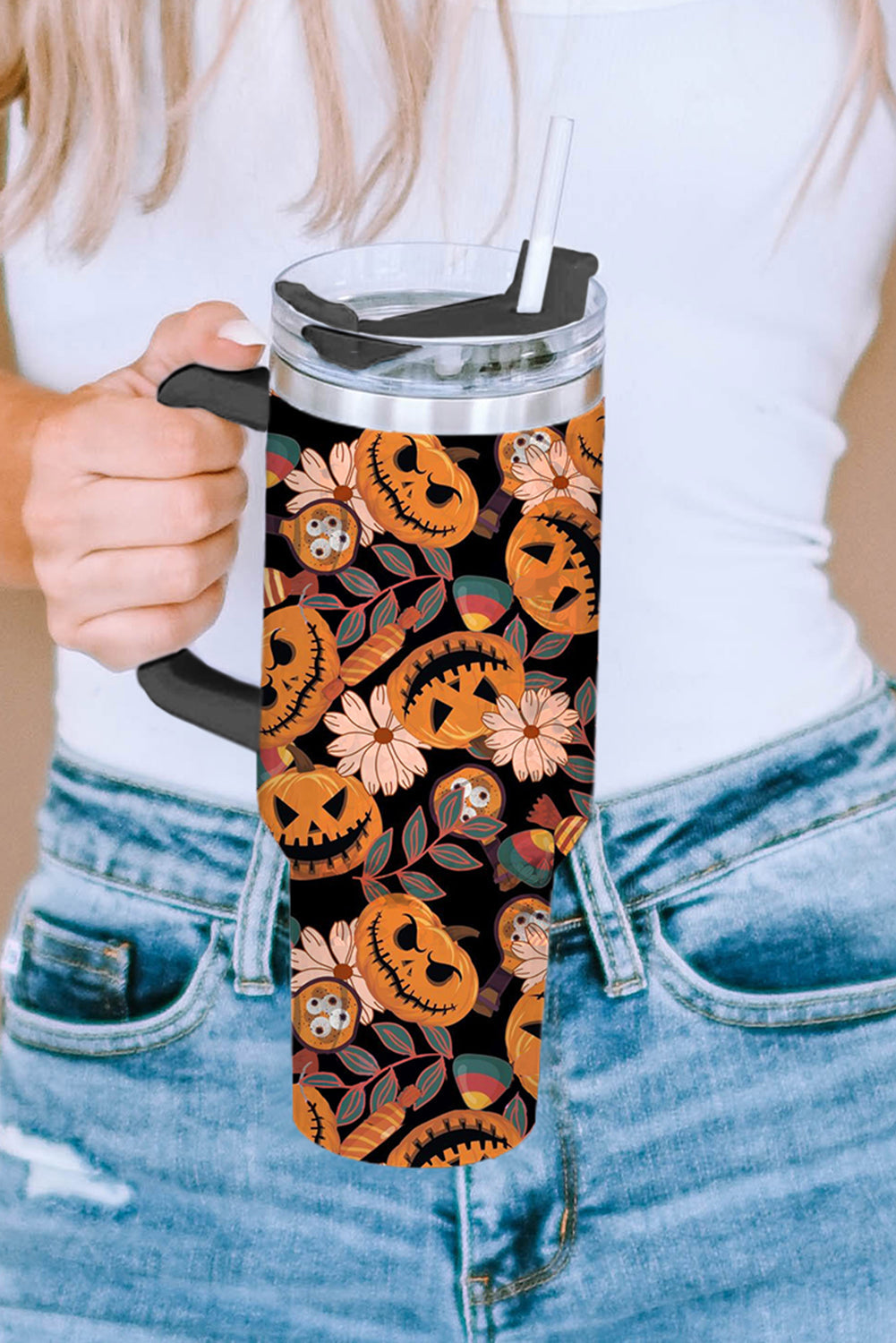 Pumpkin Print Halloween Print 304 Stainless Vacuum Cup 40oz