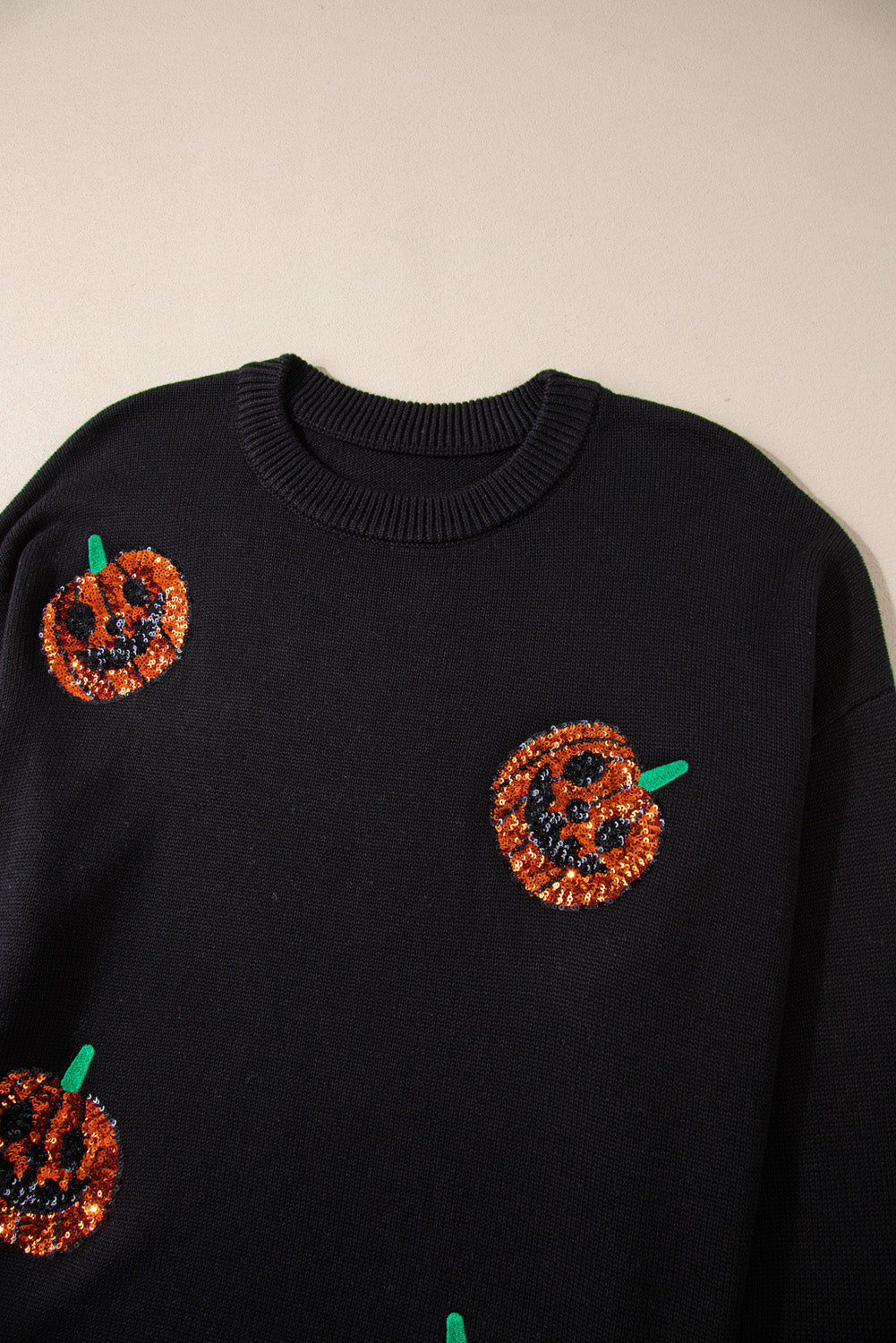 Pull d'Halloween à Motif de Citrouille à Paillettes de Grande Taille