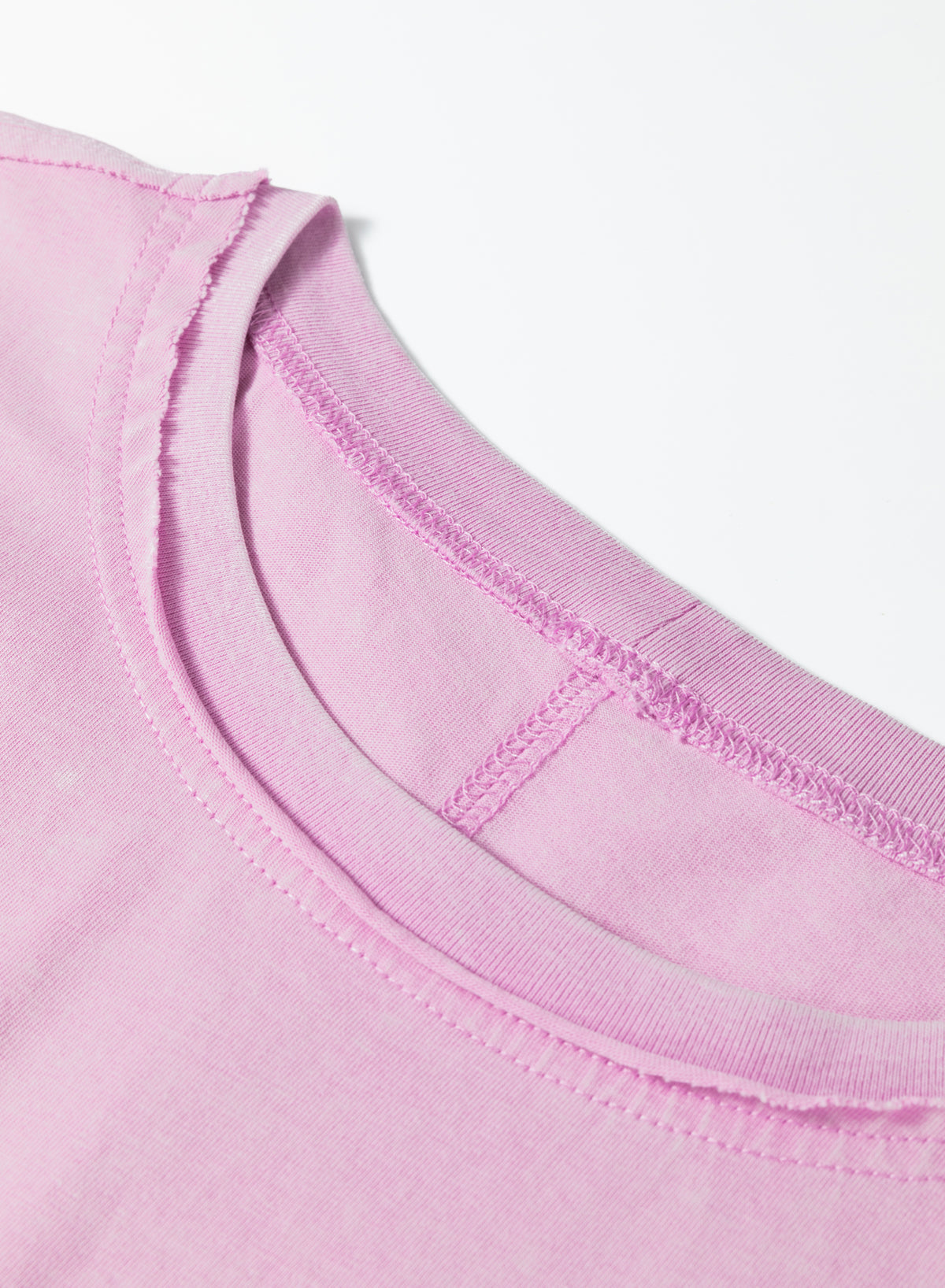 Drop-Shoulder Mineral Wash Raw Edge Loose Tee