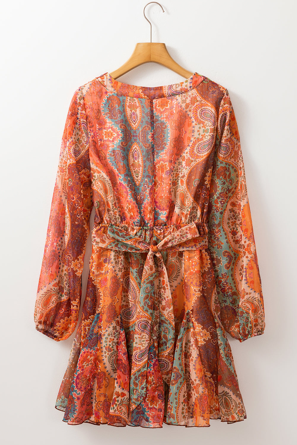 Women's Bohemian Pleat-Detail Belted Mini Dress