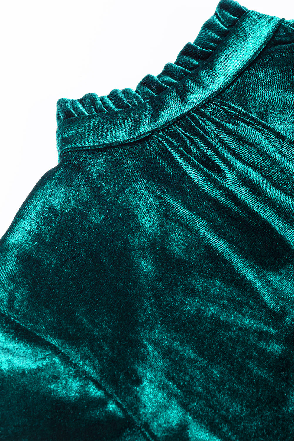 Velvet Buttoned Front Ruffled Mini Dress