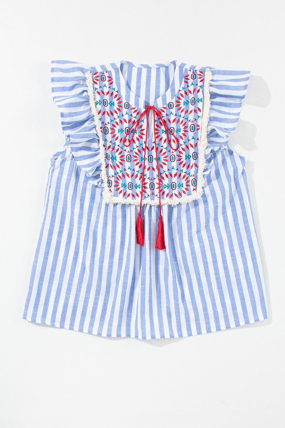 Blouse for Women Embroidered Tassel Flutter