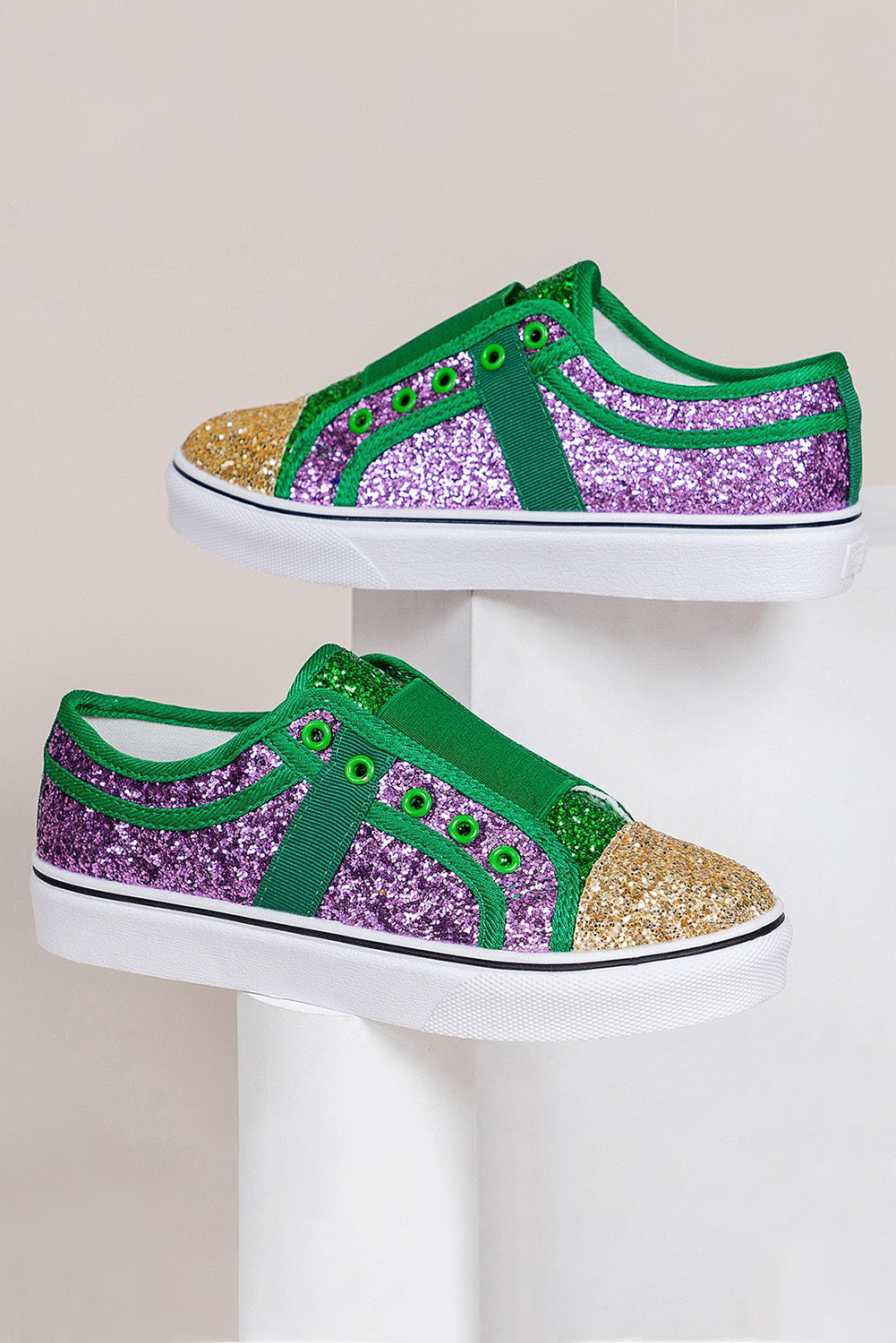 Sequin Colorblock Slip-on Flat Shoes