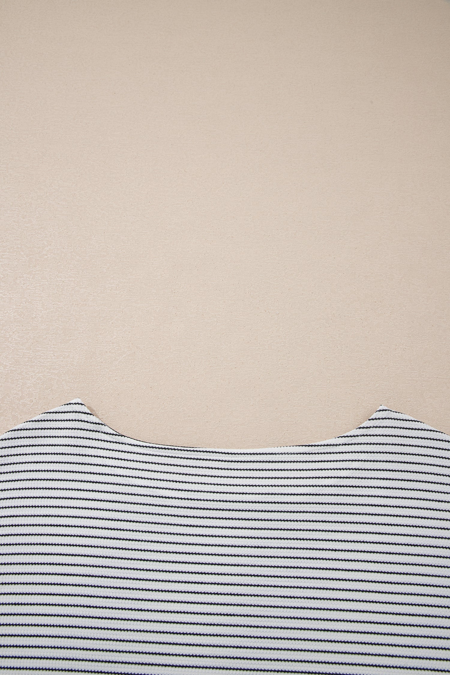 Loose Everyday Stripe Everyday Long-Sleeved Top in White