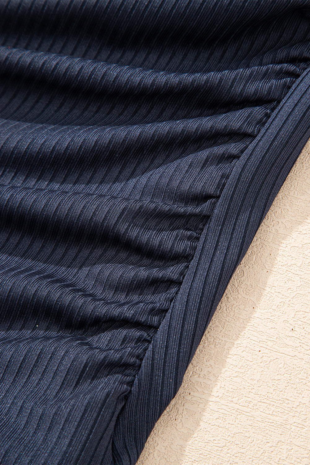 Ruched U Neck Ribbed Tankini