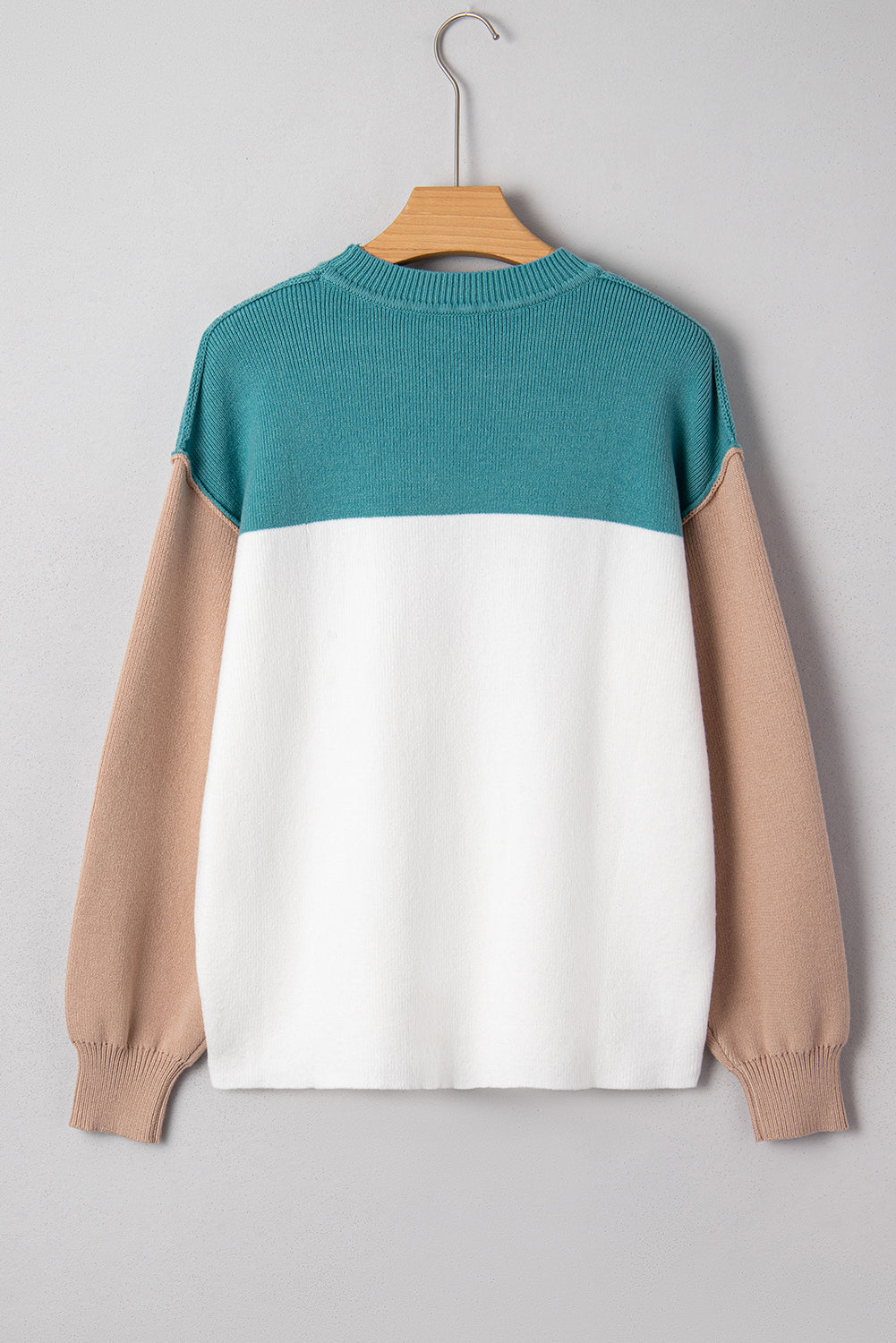 Plain Rib-Knit Colorblock Rib-Knit Knit Baggy Knit Top