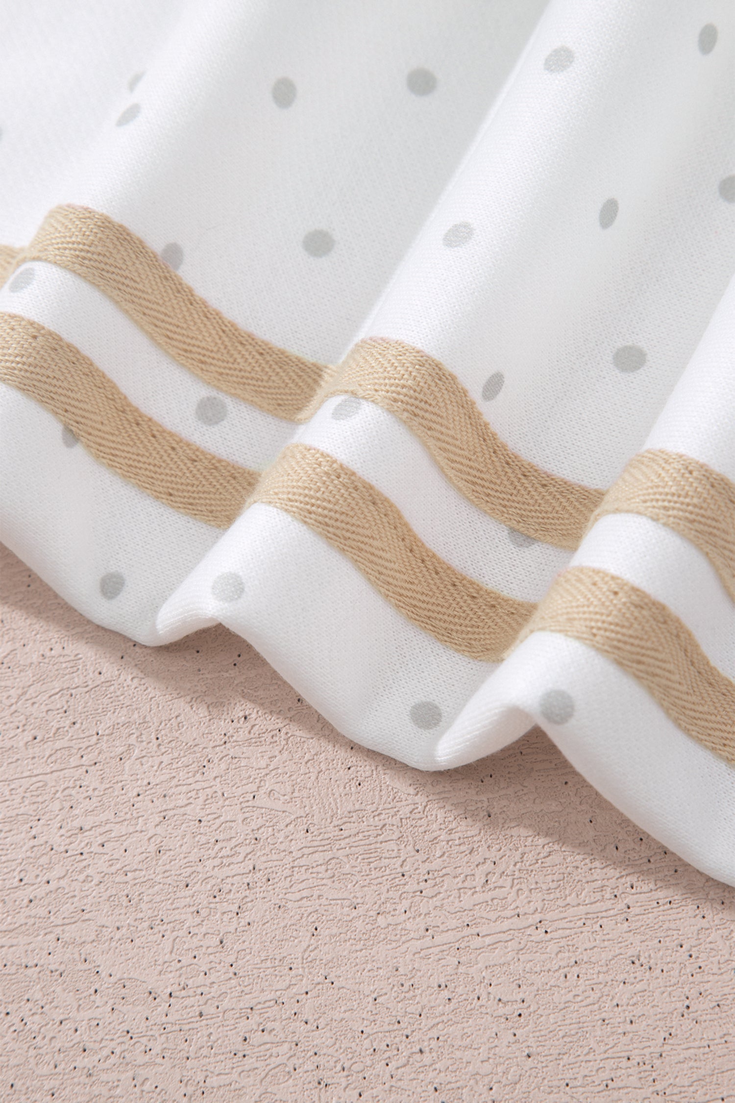Polka-Dot Print Side Stripe Everyday Sweatshirt 2pcs Short Set in White