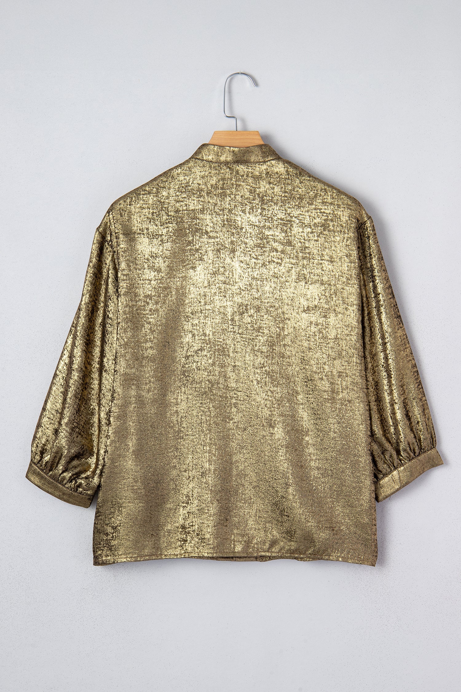 Metallic Half Split Neck Sleeve Blouse