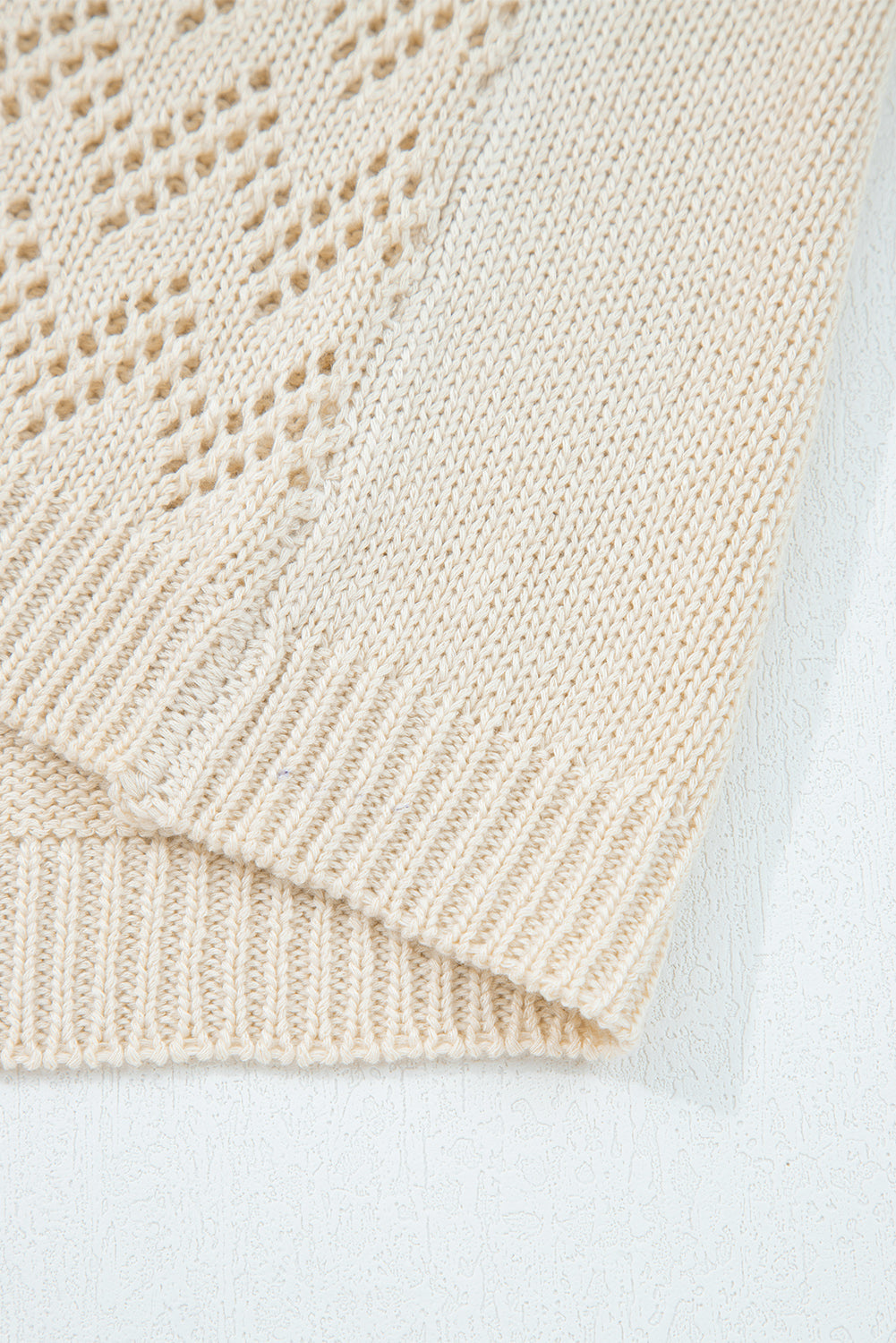 Hollowed Cardigan Knit Open-Front Knit Top in Smoke Gray