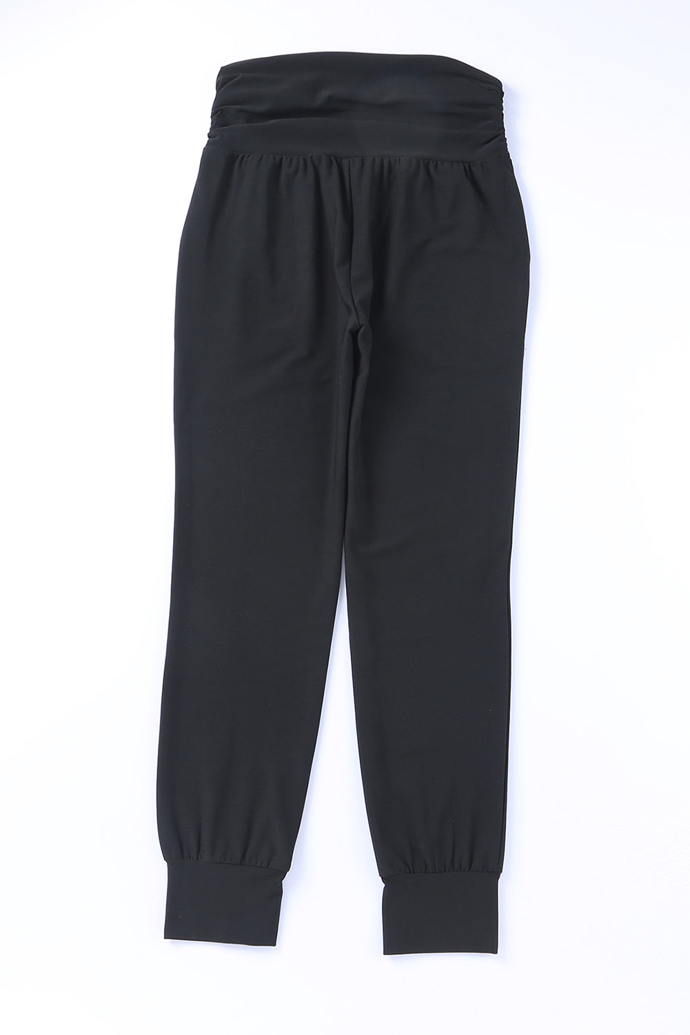 Women's High-Rise Black Pleat-Detail Pocket Leggings