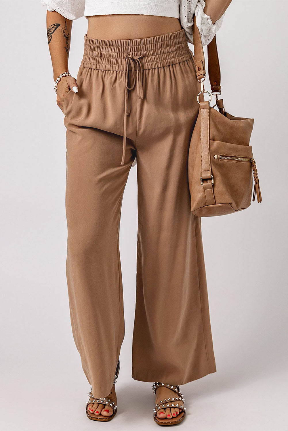 Women's Everyday Wide Drawcord Elastic Waist Leg Pants
