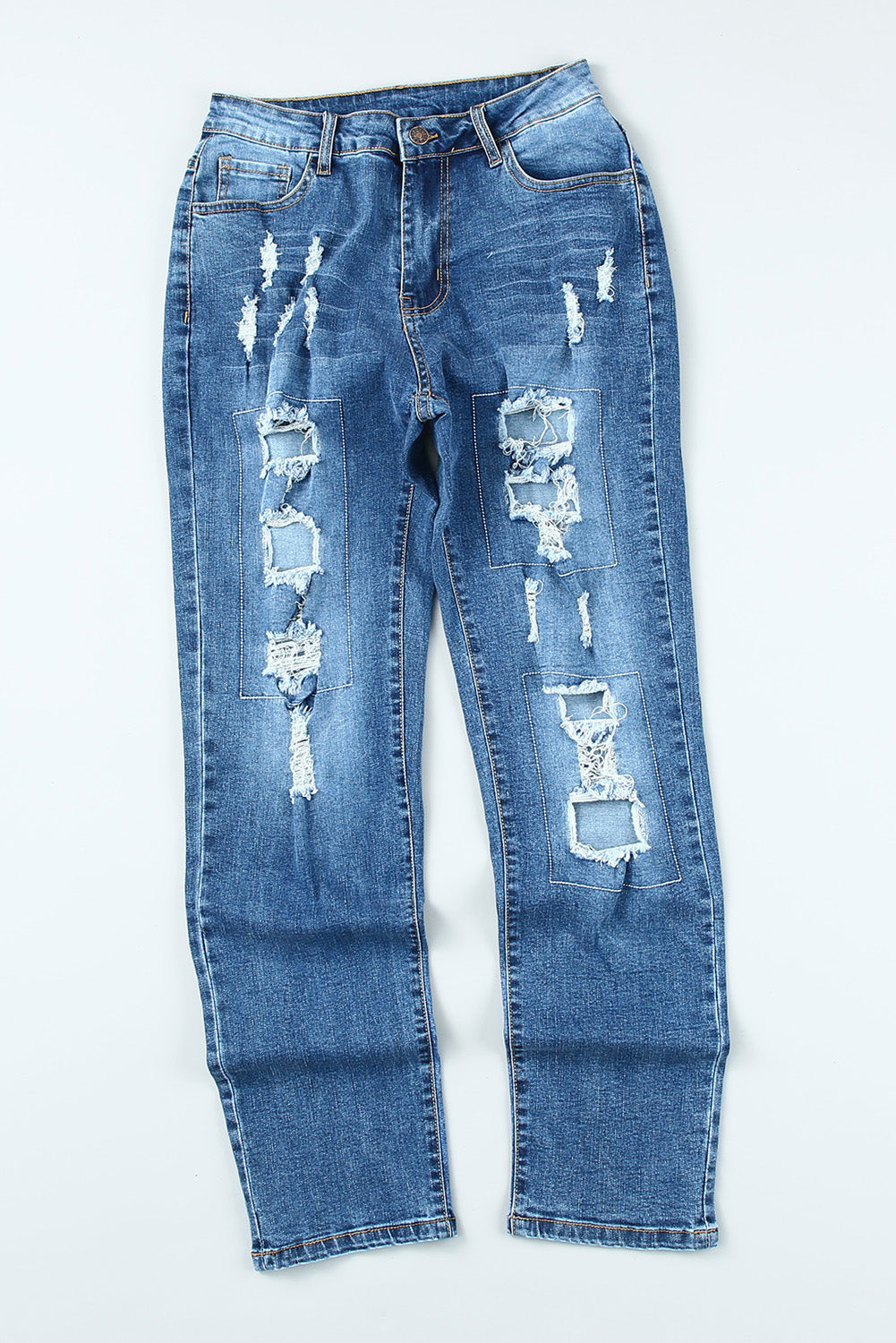 Women's Jeans with Button-Front Pockets Distressed