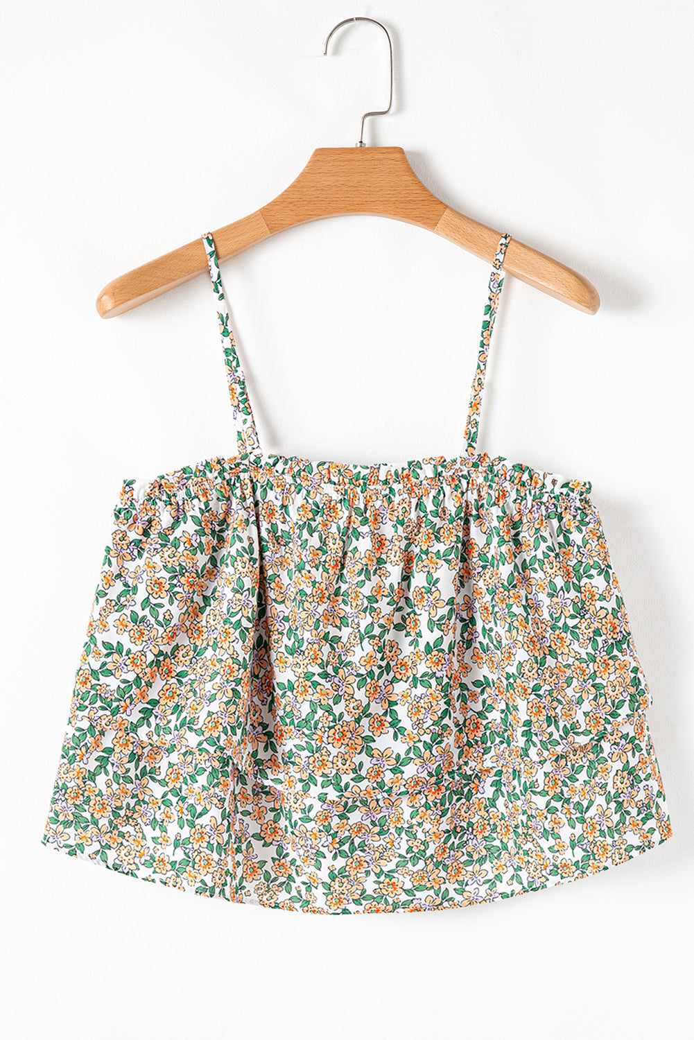 Boho Floral Spaghetti Strap Ruffle Summer Tank Top