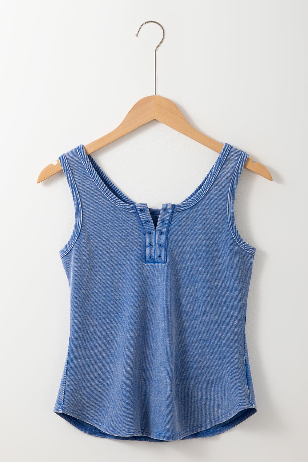 Mineral Wash Ribbed Notch Neck Tank Top