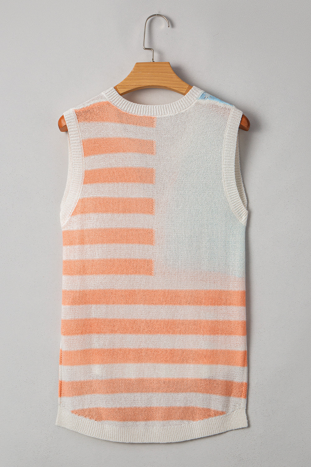Flag Notched USA Notched Neckline Loose Knit Top Vest