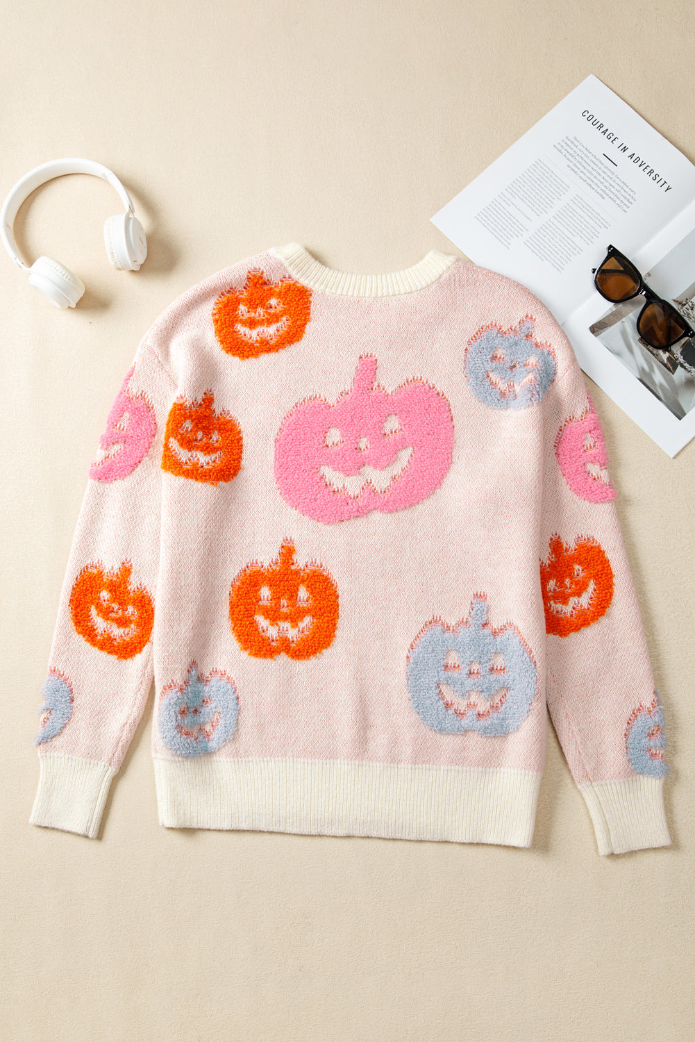 Halloween Cute Pumpkin Pattern Knit Top