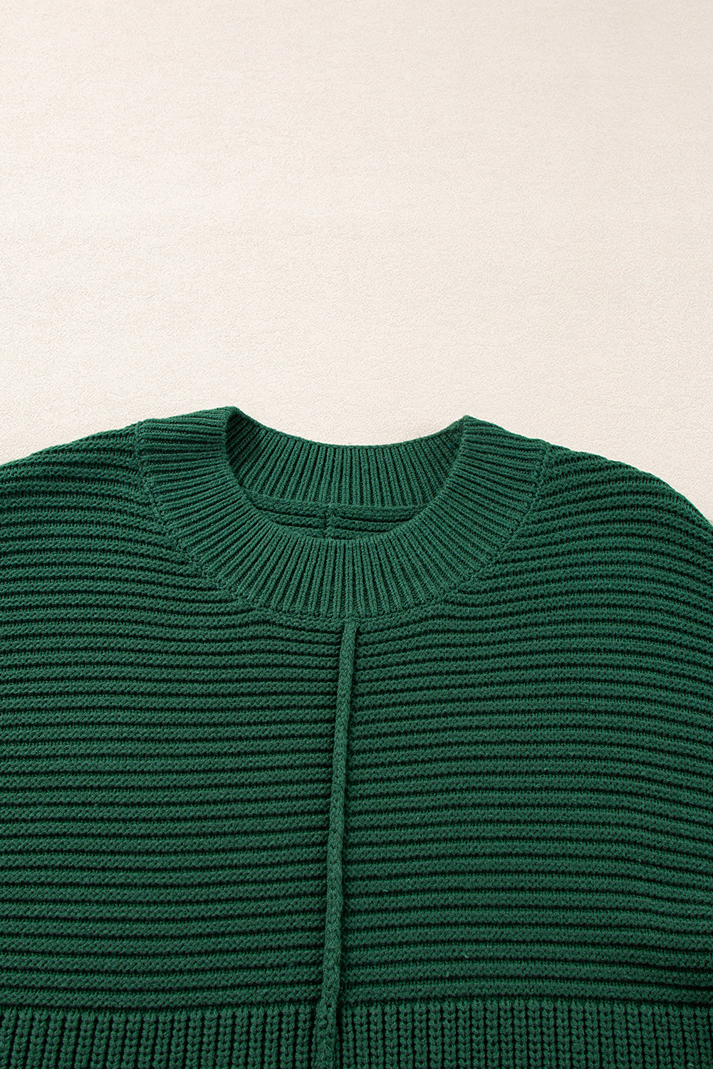 Textured Knit Crewneck Lantern Sleeve Sweater