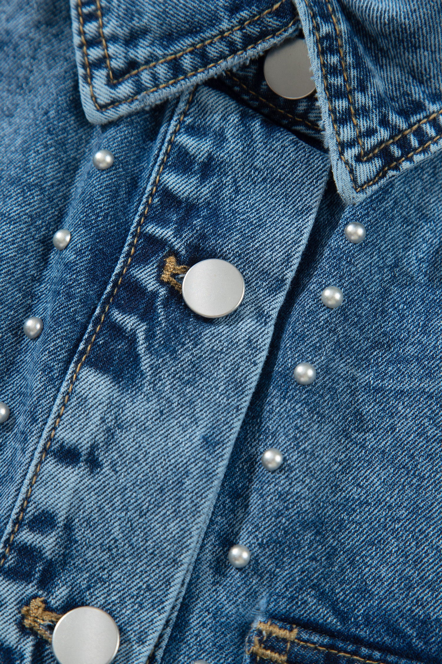 Rivet Sail Blue Embellished Western Style Timeless Fit Denim Jacket