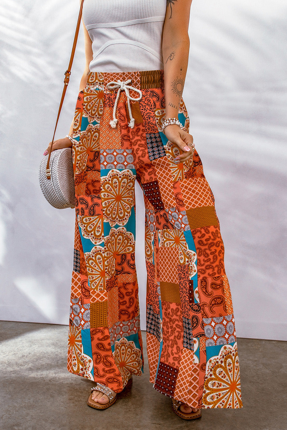 Women's Drawcord Wide Bohemian Leg Pants