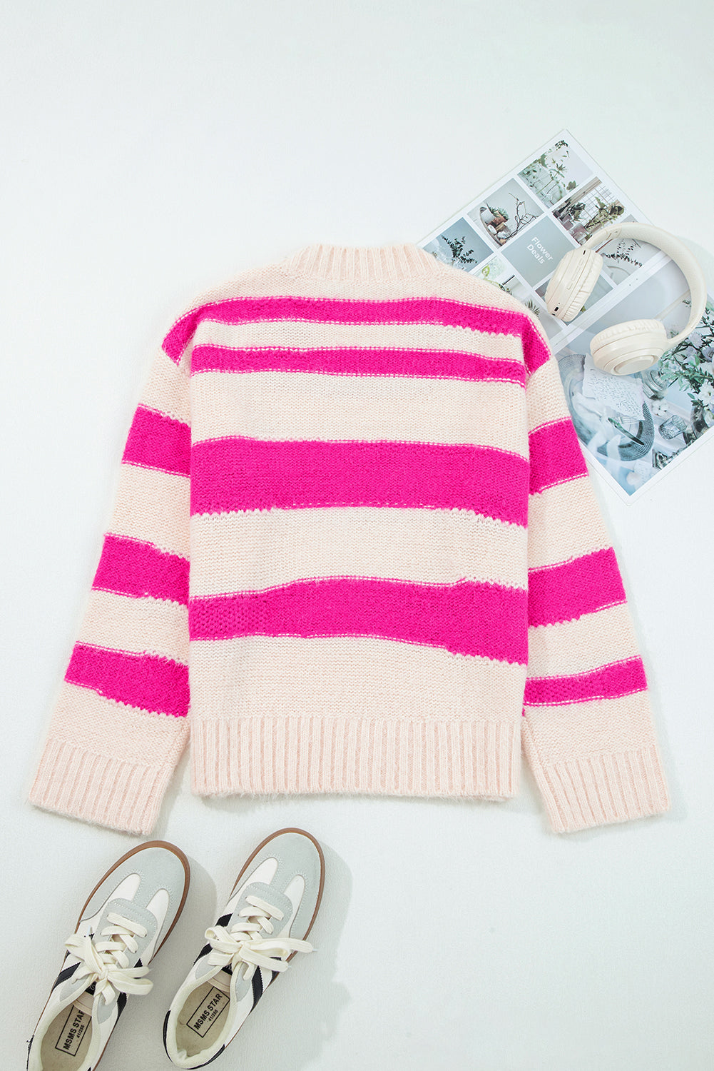 I KNOW WAHT I WAT Sequin Letter Graphic Colorblock Loose Knit Top