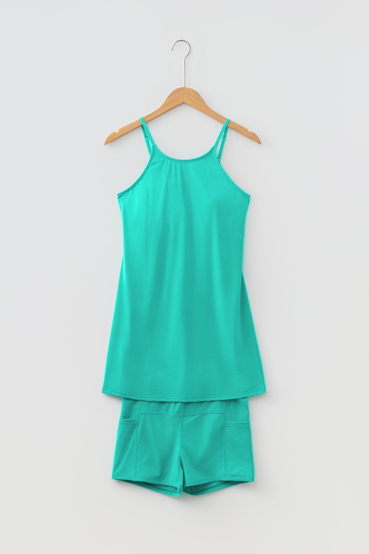 Sea Tank Green Tunic Dress Athletic Shorts 2-Piece Outfit