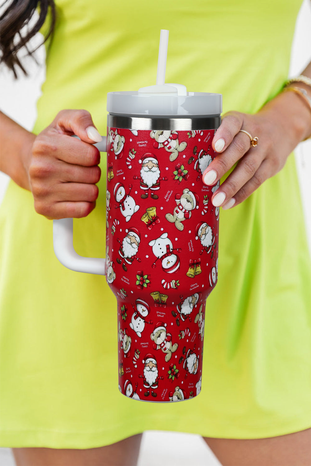 Print Handled Christmas Handled Stainless Steel Tumblers 40oz