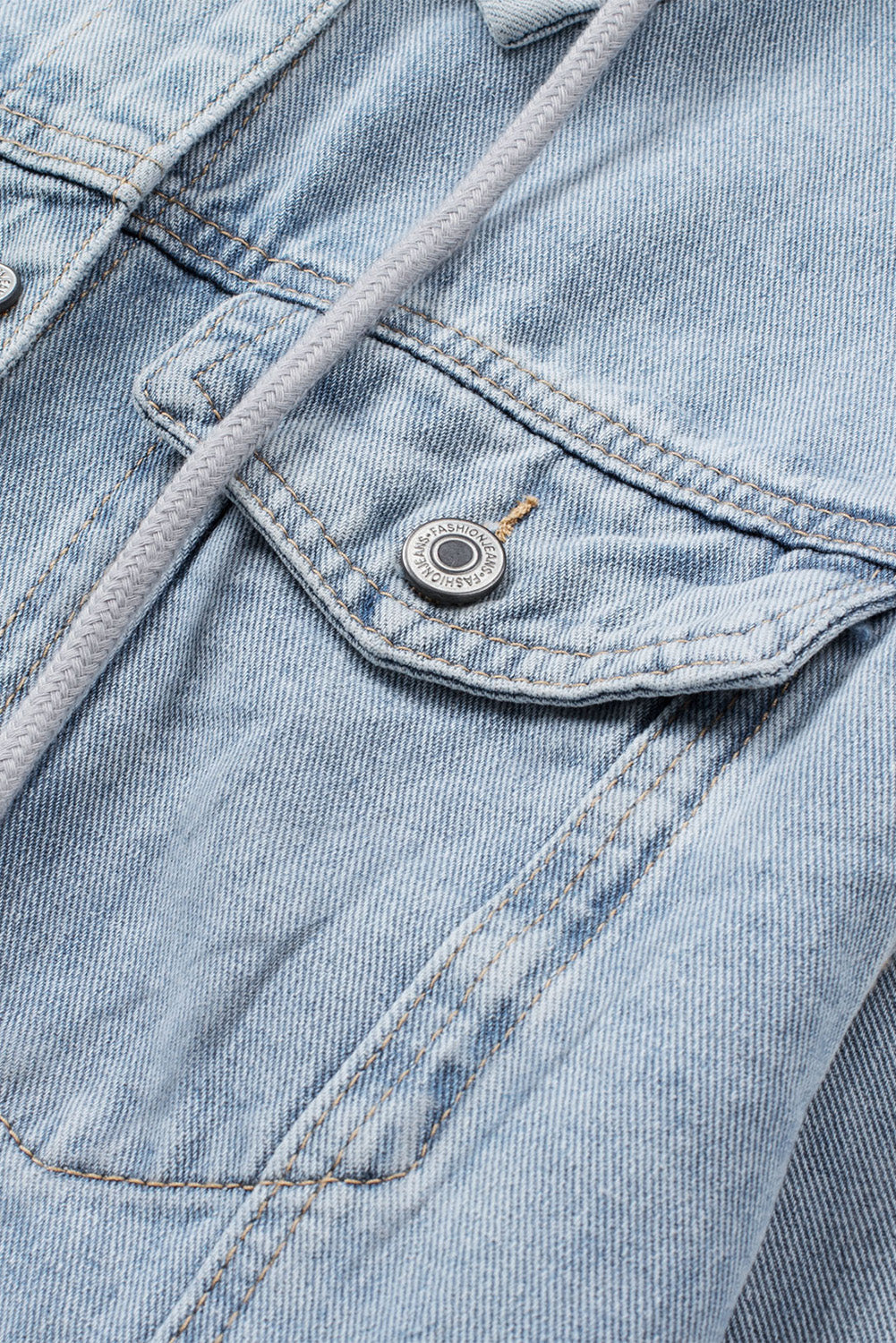 Women's Ripped Hooded Button Closure Denim Jacket