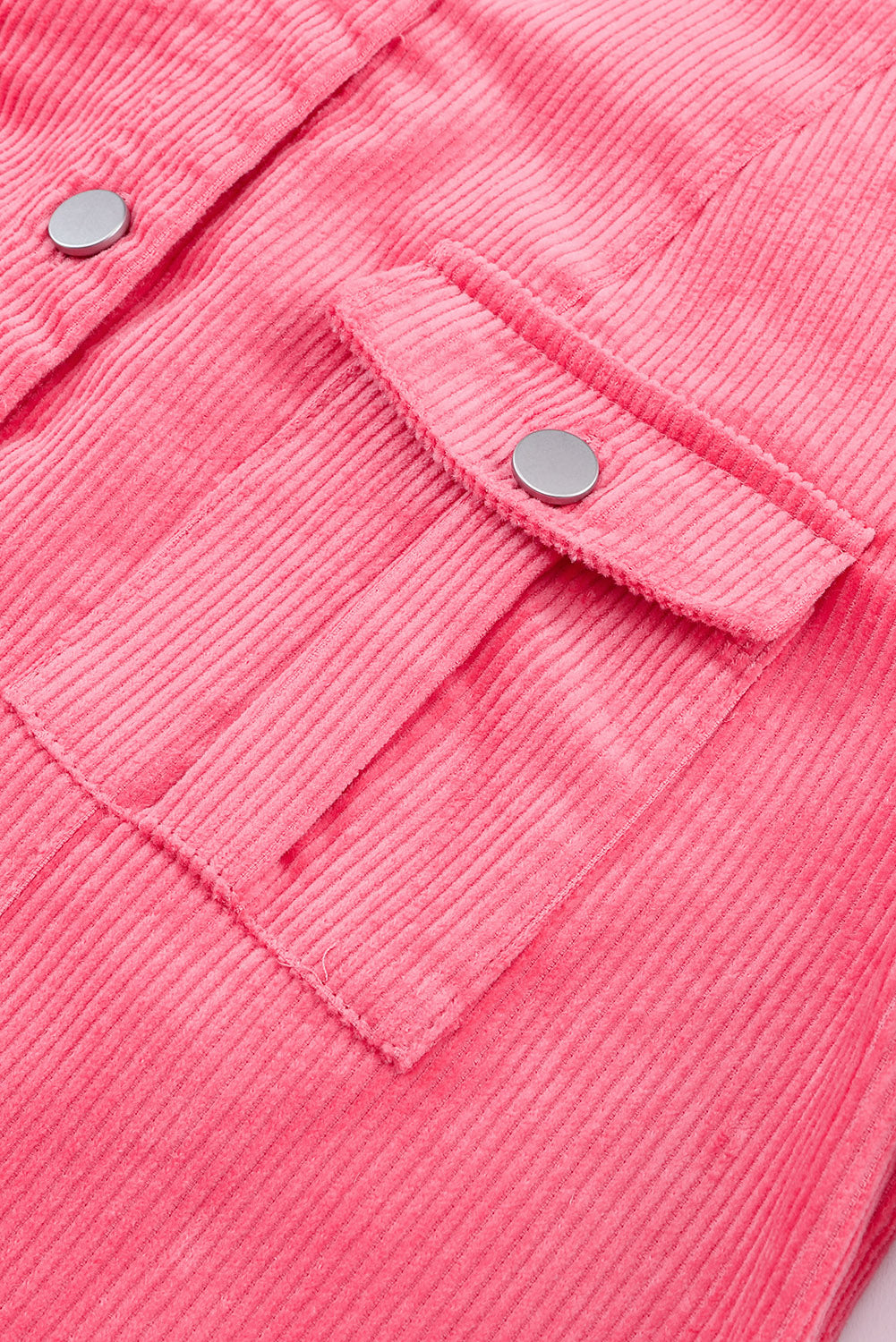 Women's Jacket with Flap Pocket Pink Cord Button-Front
