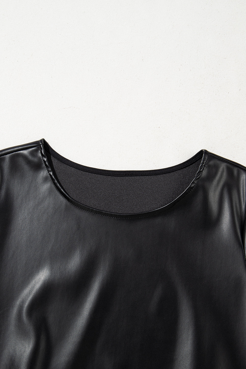 Black Faux Leather Loose Short Dress
