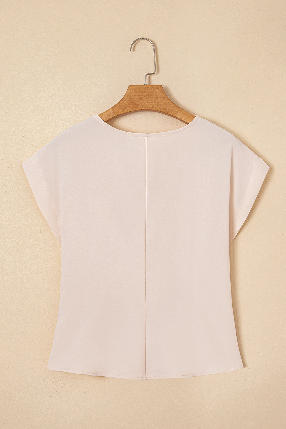 Surplice V-Neck Knotted Ruched Short-Sleeved Peplum Blouse