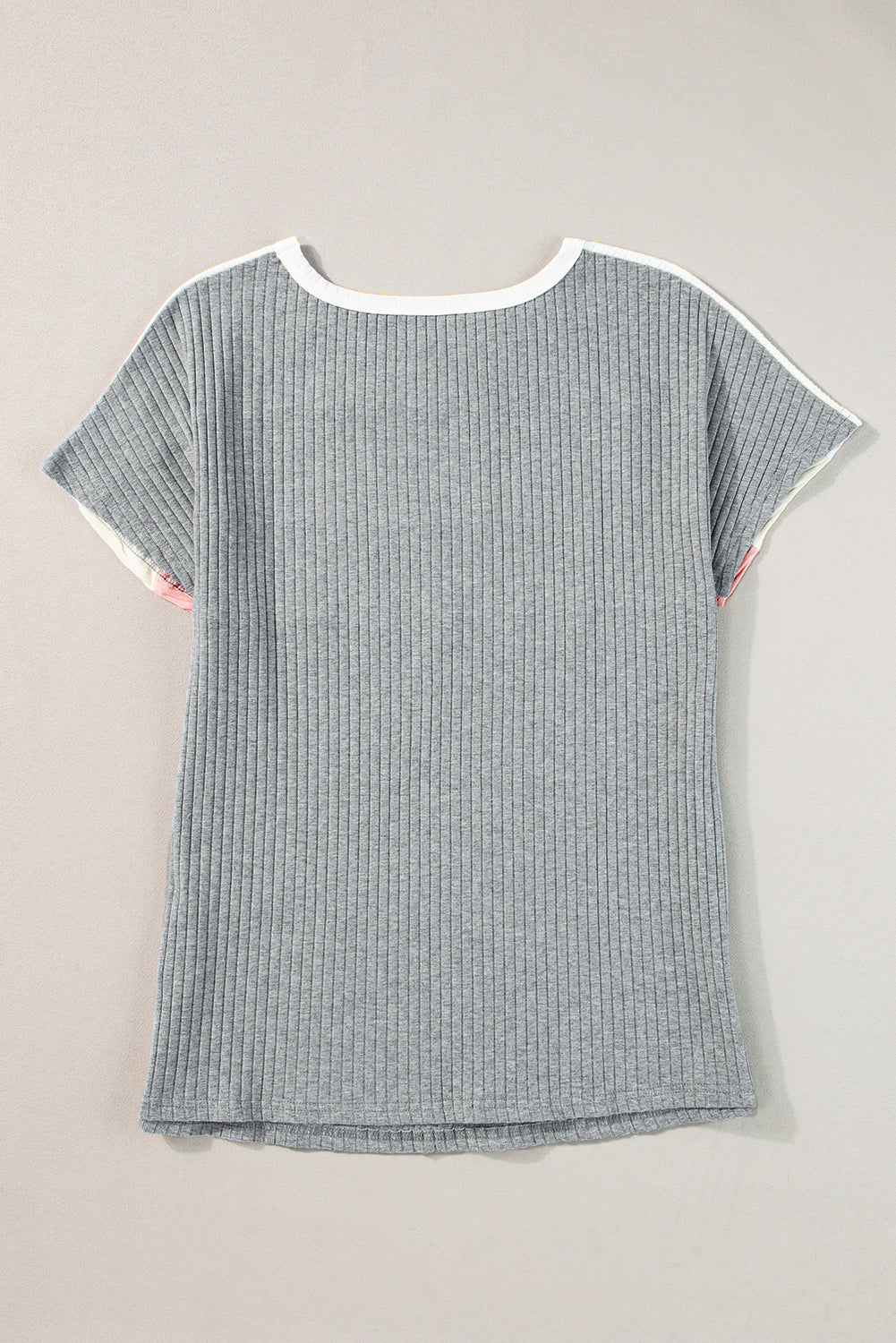 Ribbed Color Block Patchwork T-shirt